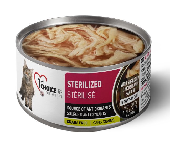 1st Choice Nutrition Sterilized Shredded Chicken Adult Wet Cat Food - 85g - The Pet Source