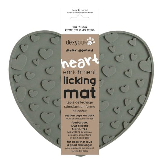 Dexypaws Green Heart Shaped Enrichment Lick Mat - The Pet Source