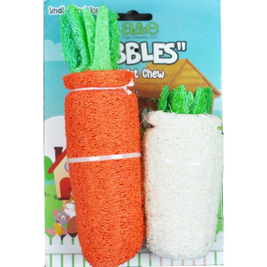 A & E Cages Nibbles Small Animal Loofah Chew Toy Large Daikon - The Pet Source