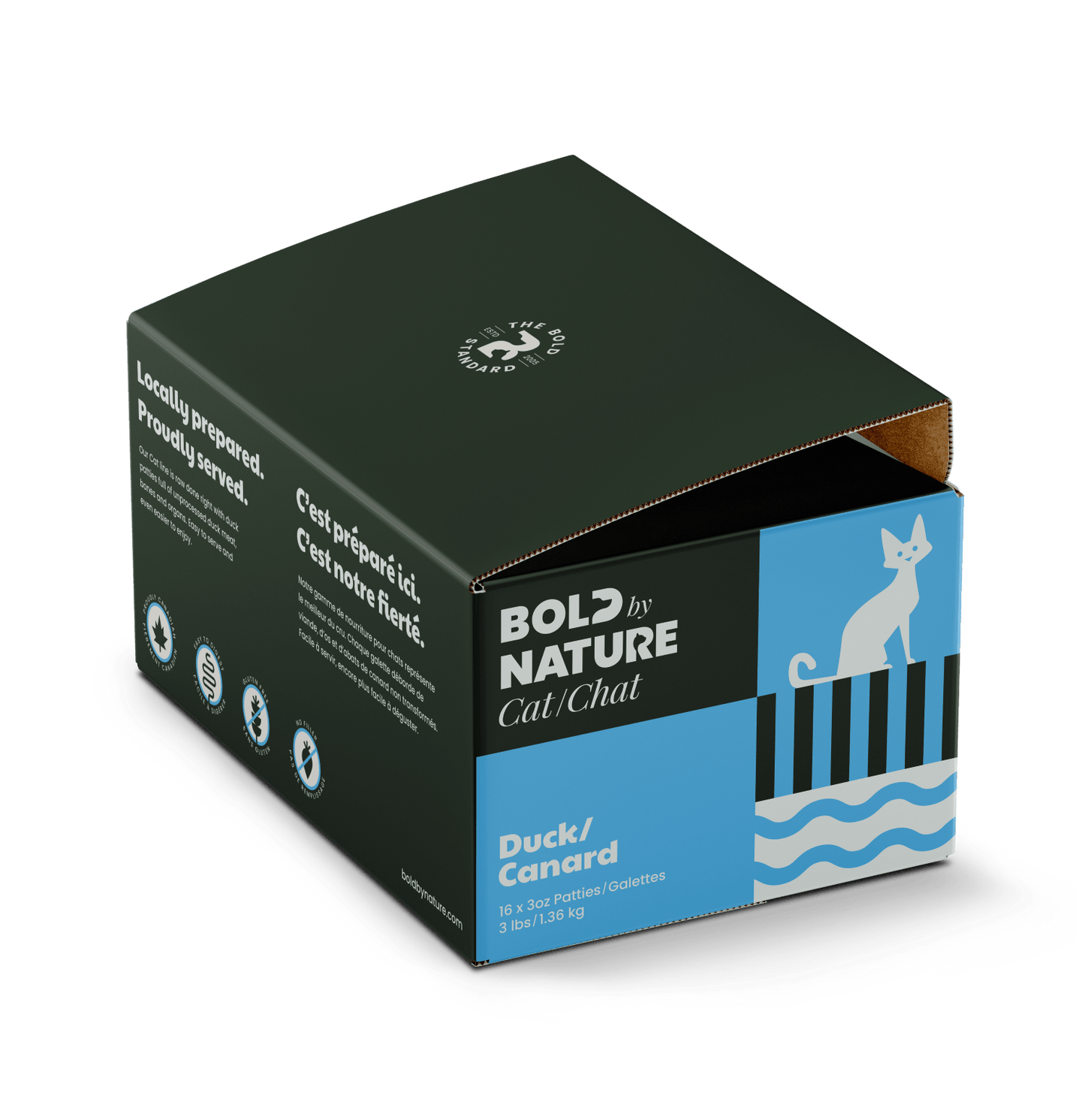 Bold By Nature Raw Duck Cat Food - Patties - 3lb - The Pet Source