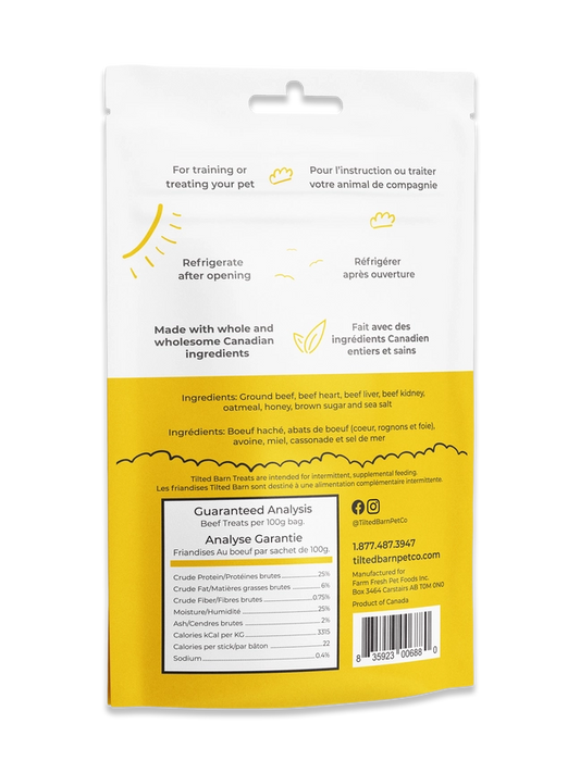 Tilted Barn Garlic Free Beef Treats For Dogs - 100g - The Pet Source