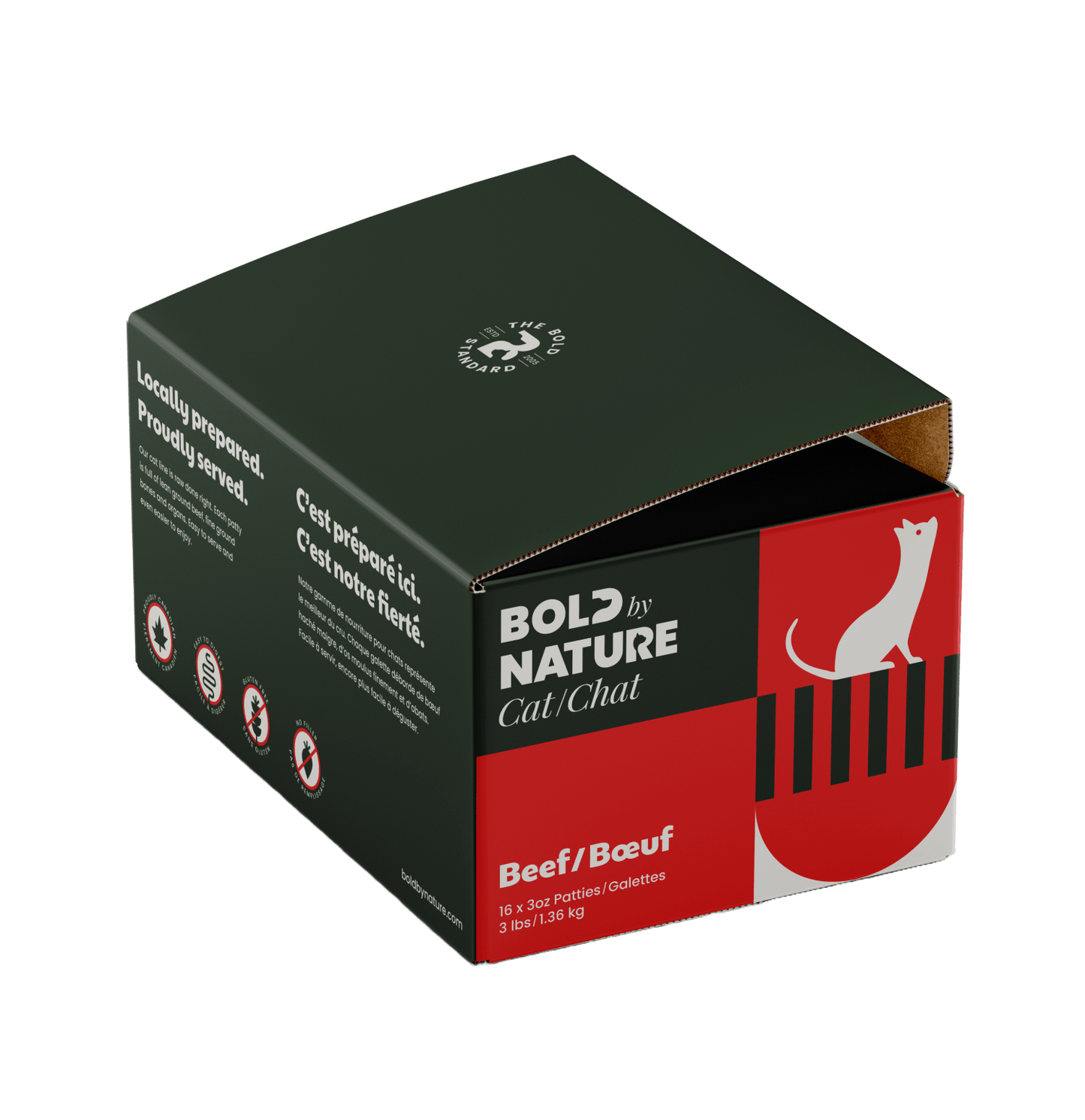 Bold By Nature Raw Beef Cat Food - Patties - 3lb - The Pet Source