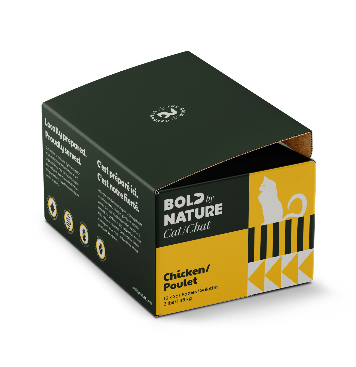 Bold By Nature Raw Chicken Cat Food - Patties - 3lb - The Pet Source