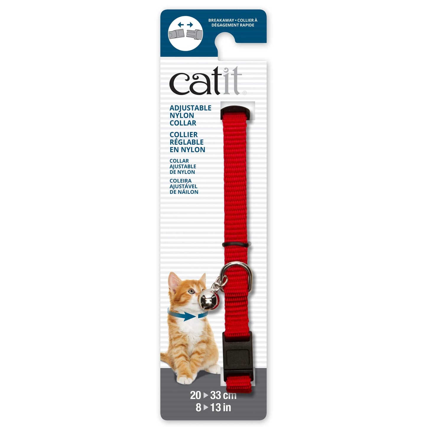 Catit Adjustable Breakaway Nylon Collar - Red - 8-13in - The Pet Source