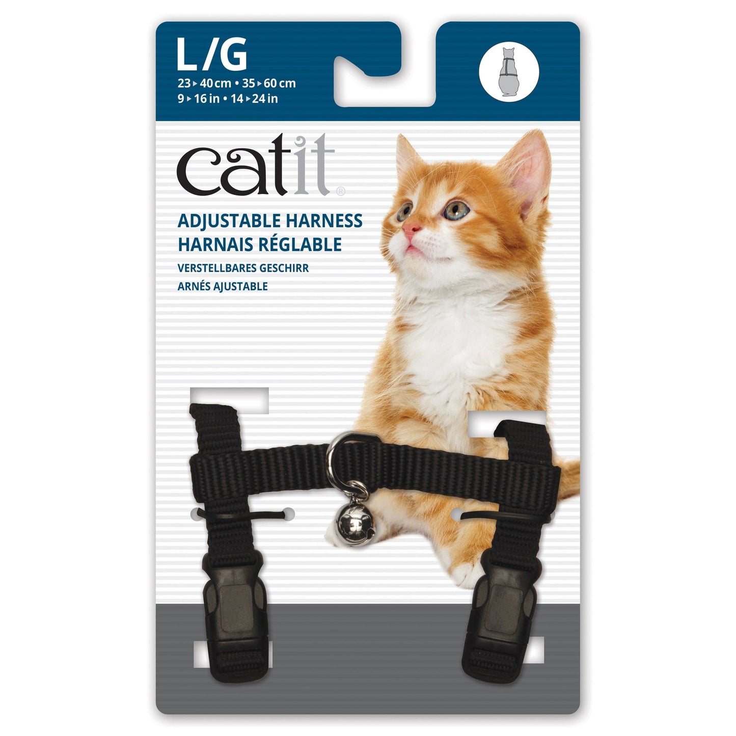 Catit Adjustable Nylon Harness - Black - Large - The Pet Source