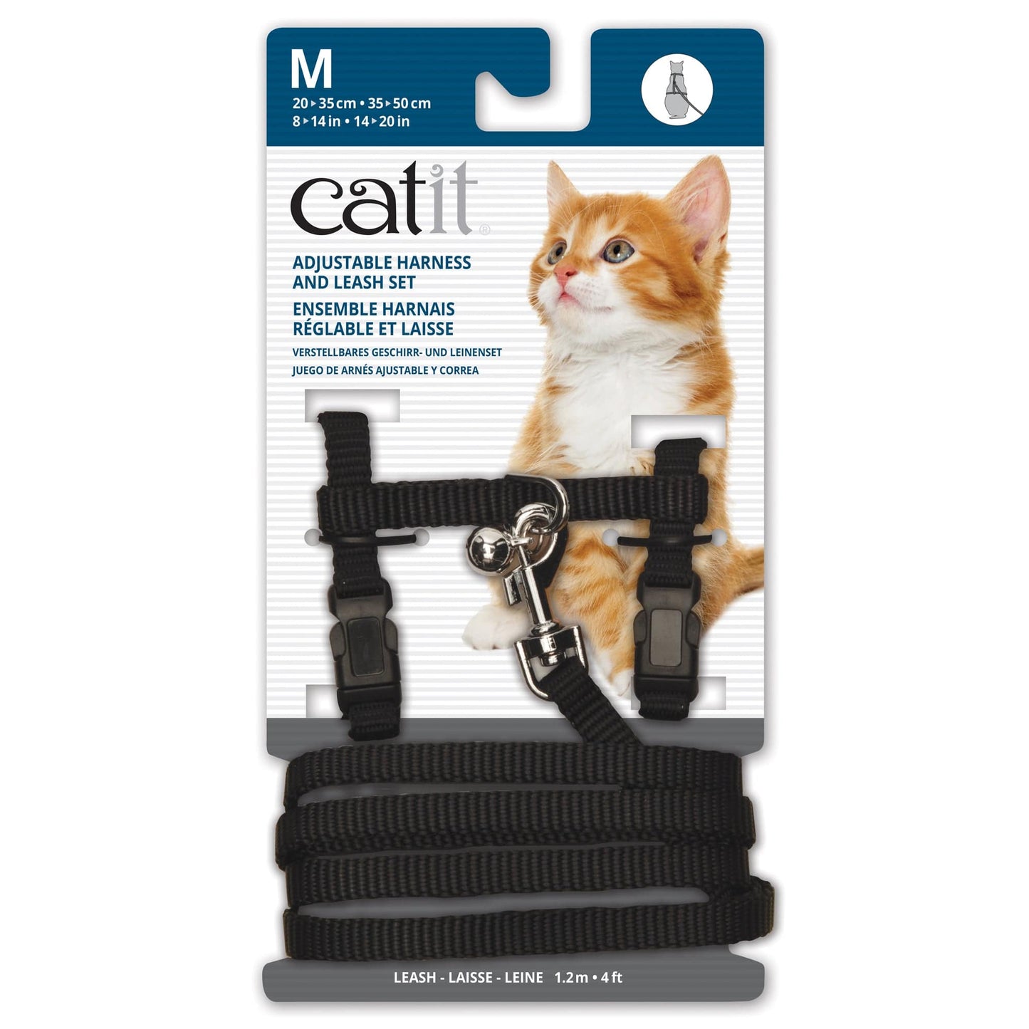 Catit Adjustable Nylon Harness & Leash Set - Black - Medium - The Pet Source