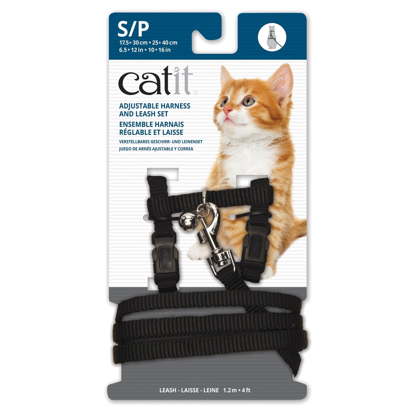Catit Adjustable Nylon Harness & Leash Set - Black - Small - The Pet Source