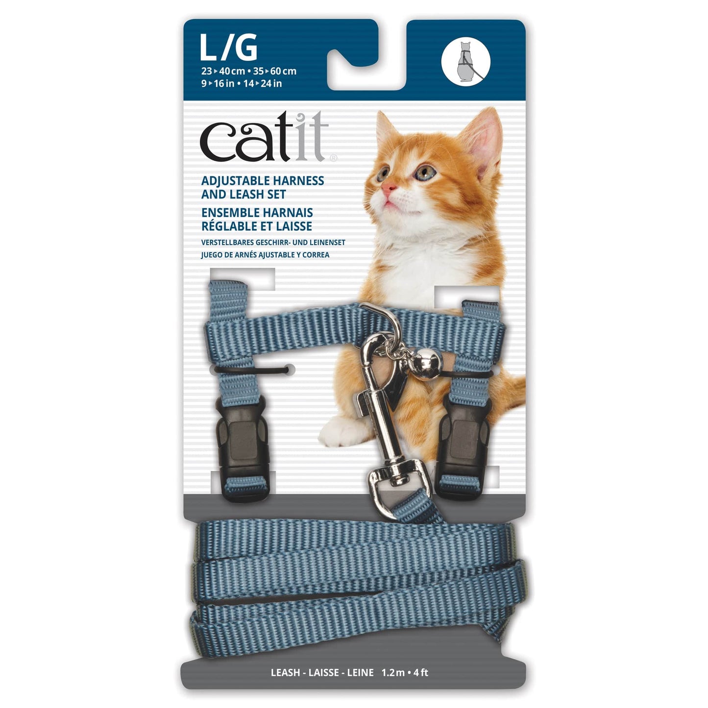 Catit Adjustable Nylon Harness & Leash Set - Light Blue - Large - The Pet Source