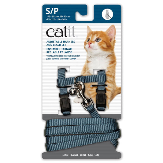 Catit Adjustable Nylon Harness & Leash Set - Light Blue - Small - The Pet Source