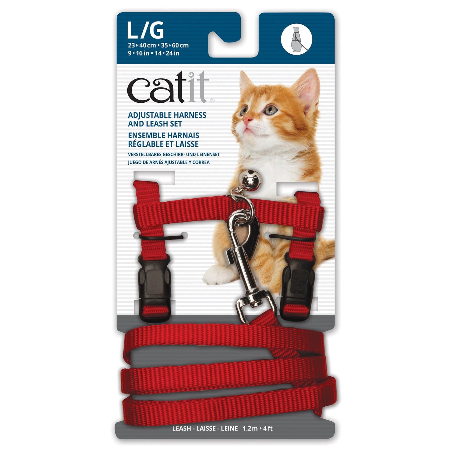 Catit Adjustable Nylon Harness & Leash Set - Red - Large - The Pet Source
