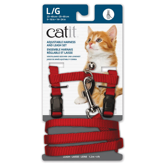 Catit Adjustable Nylon Harness & Leash Set - Red - Large - The Pet Source