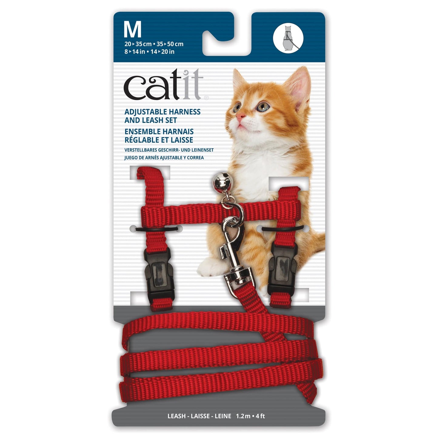 Catit Adjustable Nylon Harness & Leash Set - Red - Medium - The Pet Source