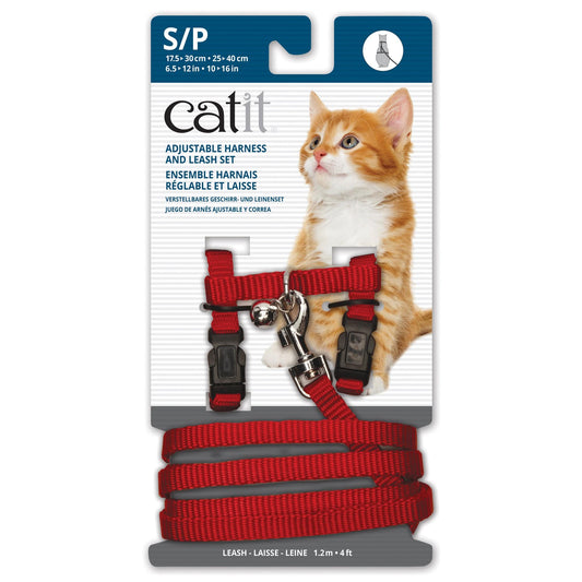Catit Adjustable Nylon Harness & Leash Set - Red - Small - The Pet Source