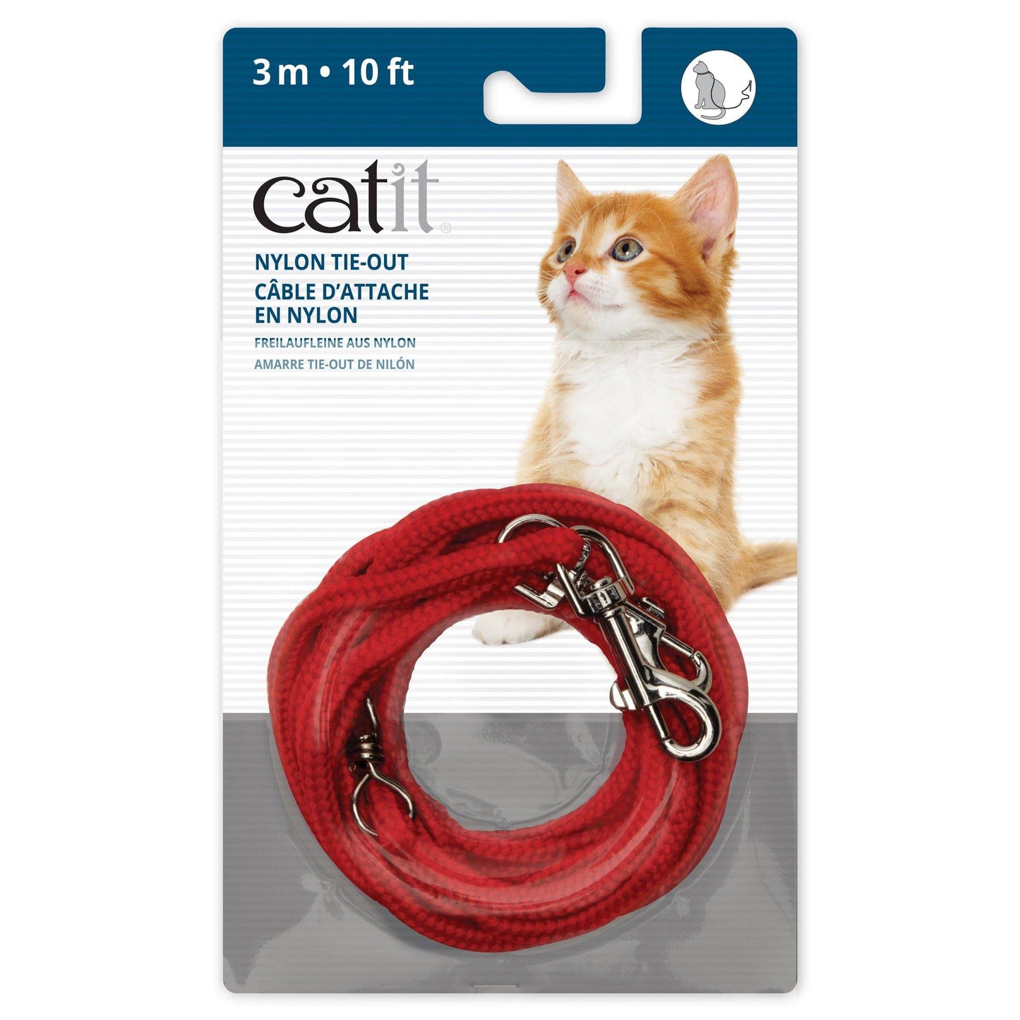 Catit Nylon Tie-out - Red - 10ft - The Pet Source
