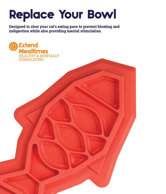 Petstages Fishie Fun Feed Mat Cat Slow Feeder Pink - The Pet Source