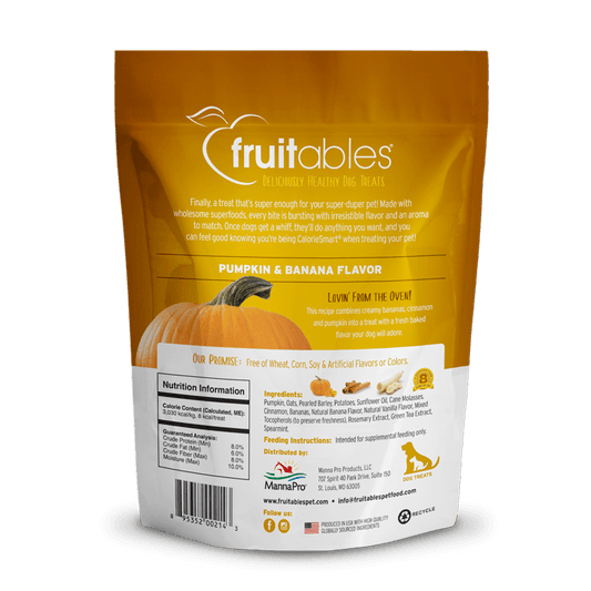 Fruitables Baked Pumpkin & Banana Dog Treats - 12 oz - The Pet Source