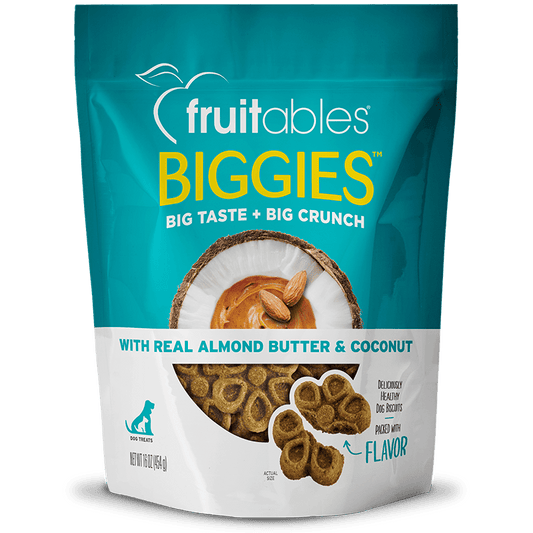 Fruitables Biggies Almond Butter & Coconut Dog Treats - 16 oz - The Pet Source