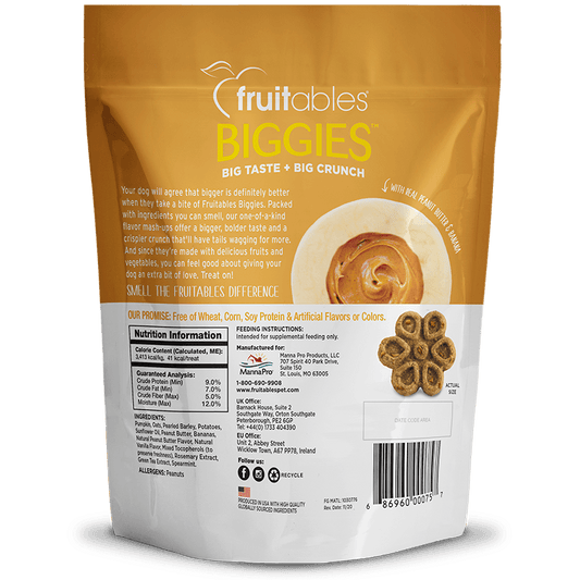 Fruitables Biggies Peanut Butter & Banana Dog Treats - 16 oz - The Pet Source