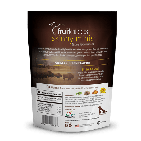 Fruitables Skinny Minis Grilled Bison Dog Treats - 12 oz - The Pet Source