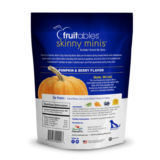 Fruitables Skinny Minis Pumpkin & Berry Dog Treats - 12 oz - The Pet Source