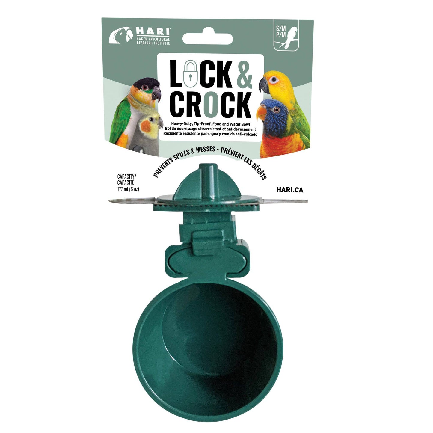 HARI Lock & Crock Heavy-Duty - Tip-Proof - Food and Water Bowl - 6 oz - The Pet Source