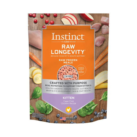 Instinct Raw Longevity Kitten Frozen Bites Chicken Cat Food - 2.5lb - The Pet Source