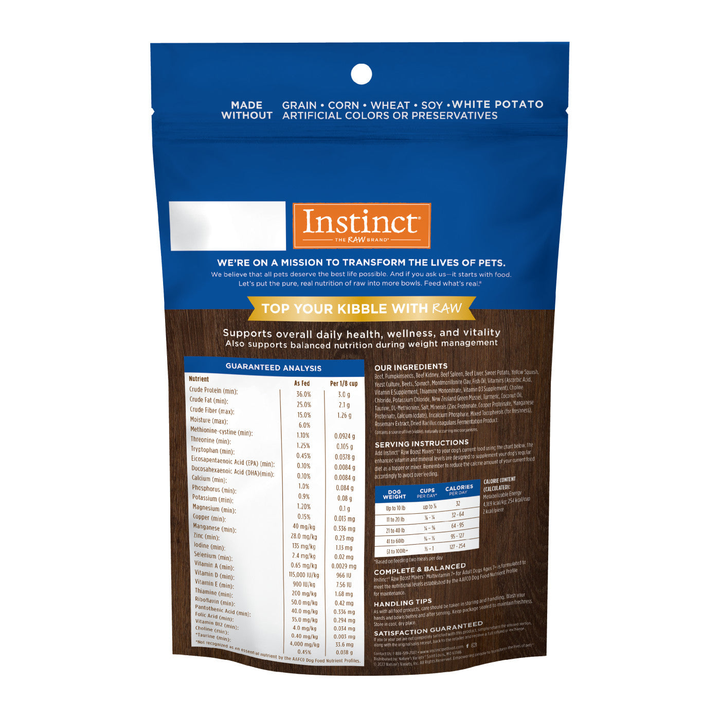 Instinct Raw Boost Mixers Multivitamin for Adult Dogs 7+ Food Topper - 5.5oz - The Pet Source