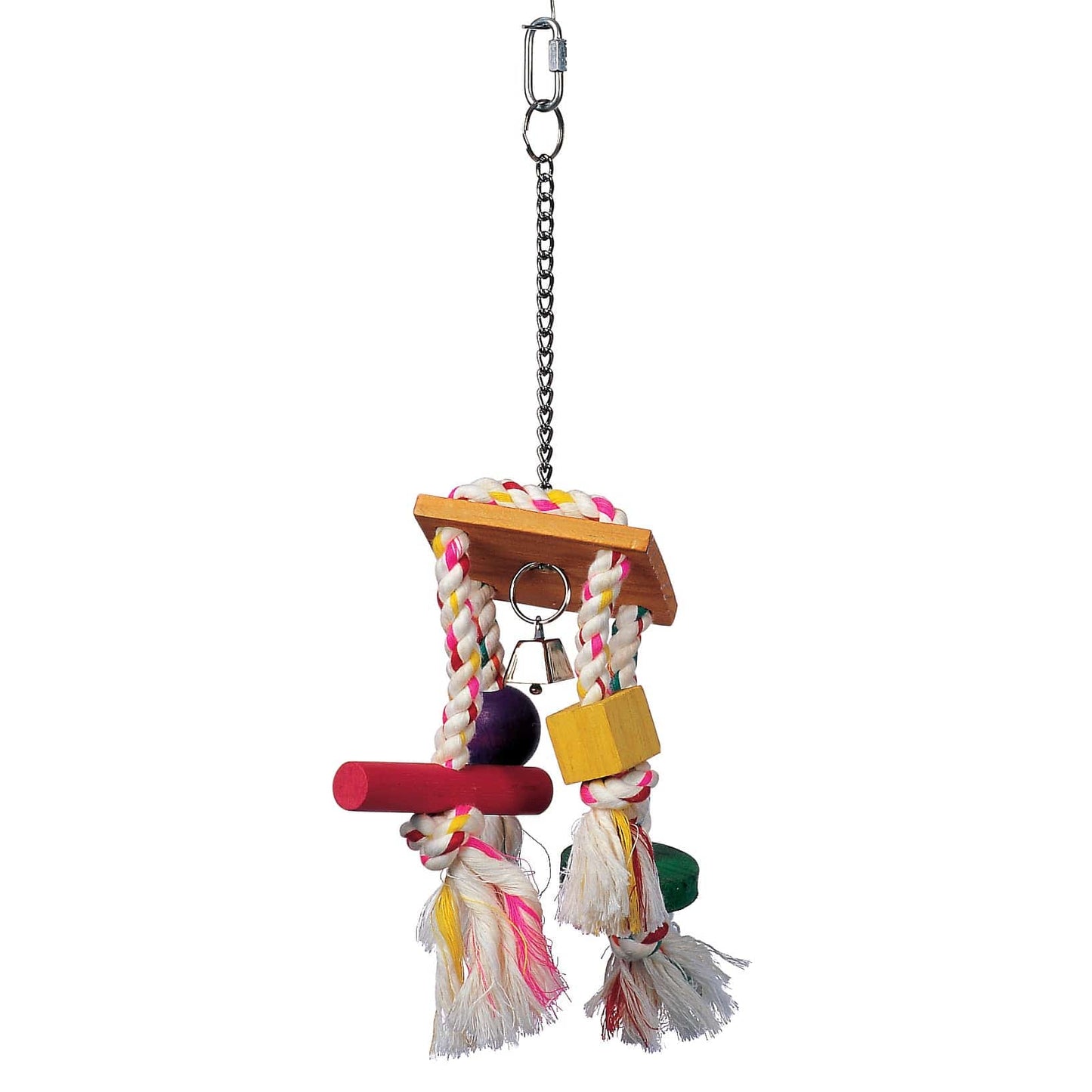 Living World Junglewood Bird Toy - Rope Chime with Bell - Cylinder - Block and Bead - The Pet Source