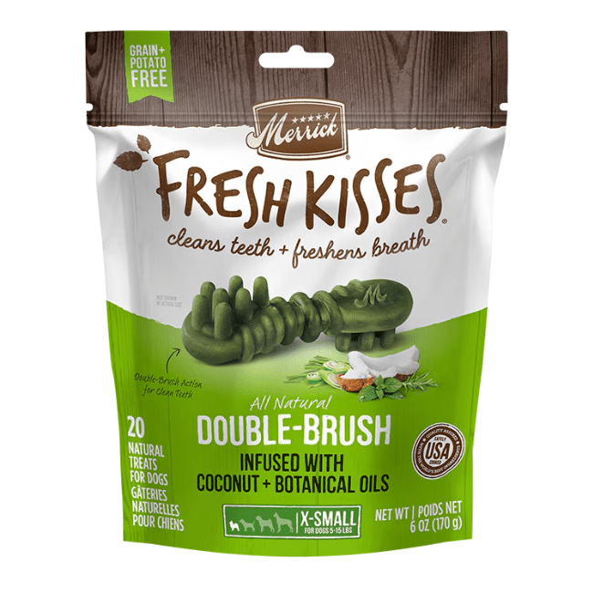 Merrick Fresh Kisses Infused With Coconut Oil + Botanical Oils Extra Small Dog Dental Treats - 20 count - The Pet Source
