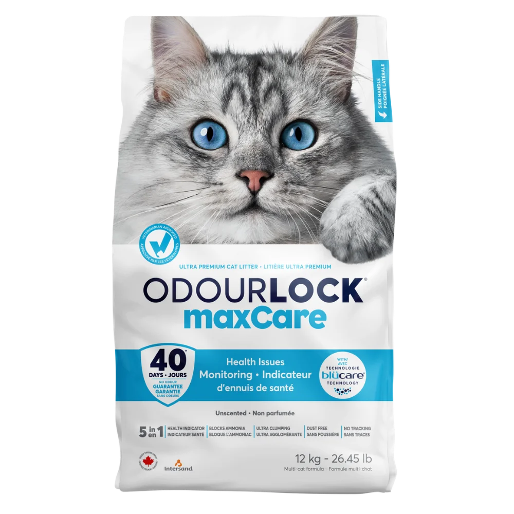 OdourLock maxCare Ultra Premium Health Monitoring Cat Litter - 12kg - The Pet Source