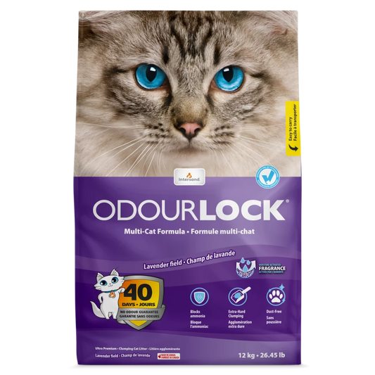 OdourLock Lavender Field Scent Premium Cat Litter - 12kg - The Pet Source