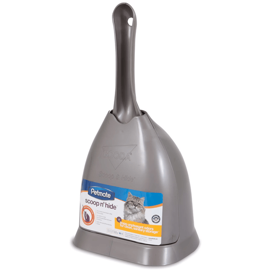 Petmate Scoop 'N' Hide Cat Litter Scoop - Brushed Nickel - The Pet Source