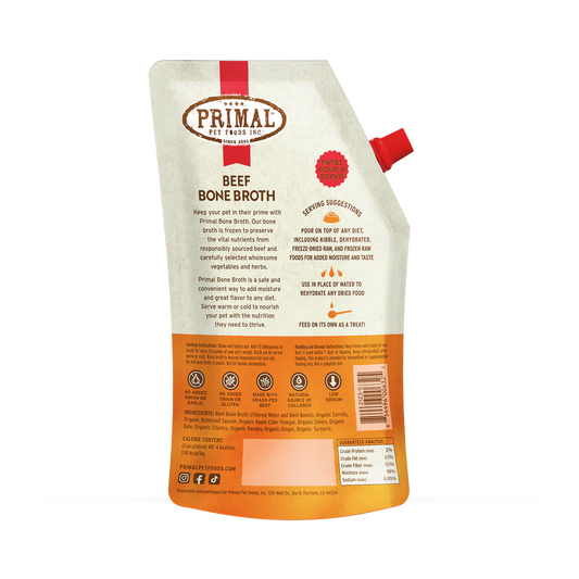 Primal Frozen Bone Broth Beef Recipe for Cats & Dogs - 20oz - The Pet Source