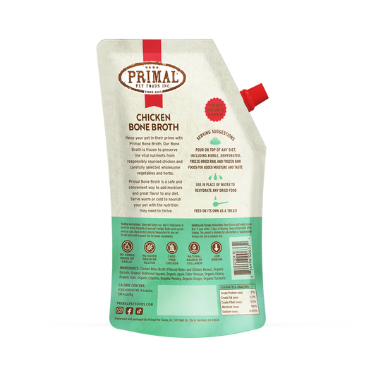 Primal Frozen Bone Broth Chicken Recipe for Cats & Dogs - 20oz - The Pet Source