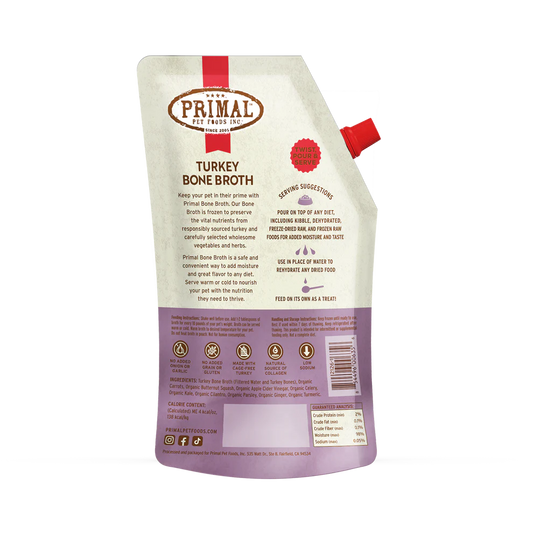 Primal Frozen Bone Broth Turkey Recipe for Cats & Dogs - 20oz - The Pet Source