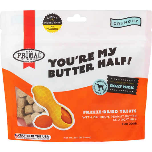 Primal Freeze Dried Raw Dog Treats You're My Butter Half Chicken, Peanut Butter & Goat Milk - 2oz - The Pet Source