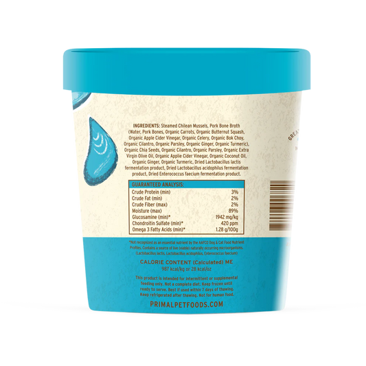 Primal Omega Mussels Recipe Raw Frozen Fresh Toppers for Cats & Dogs - 16oz - The Pet Source