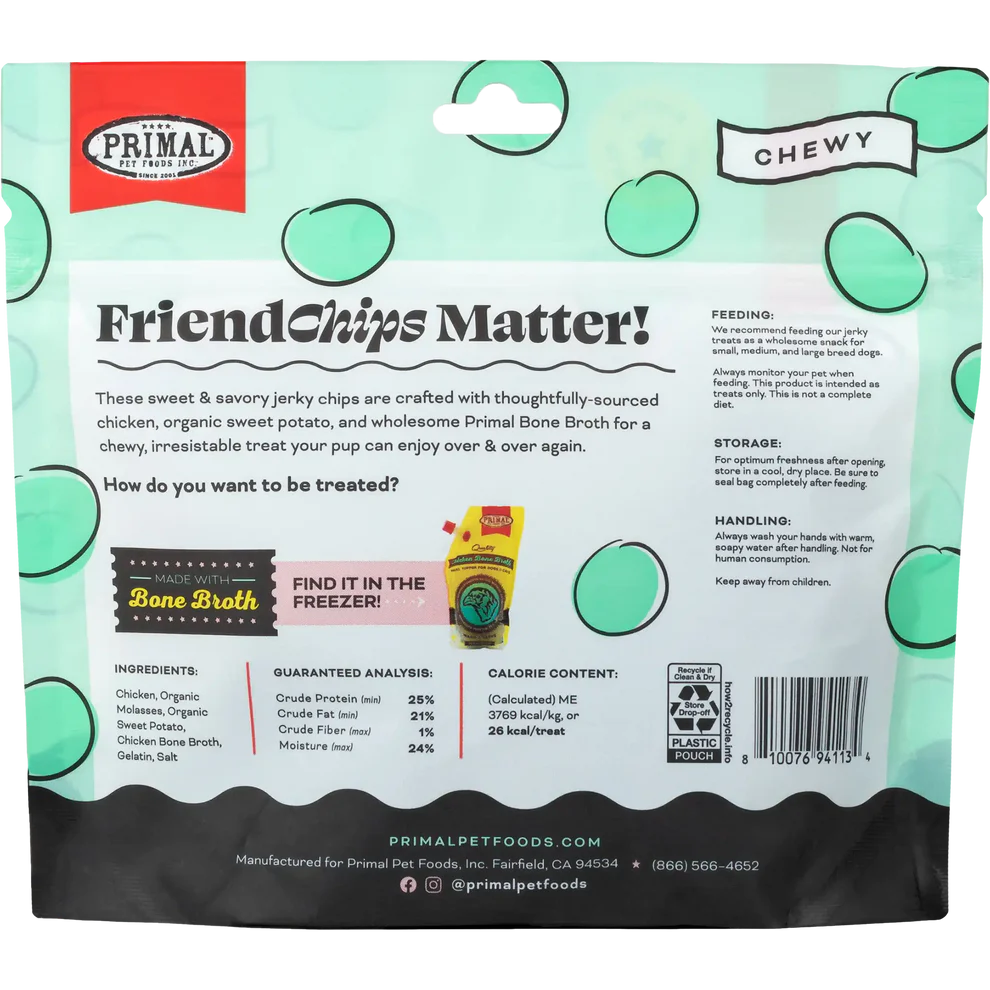 Primal FriendChips Matter Jerky Treats for Dogs Chicken Recipe - 4oz - The Pet Source