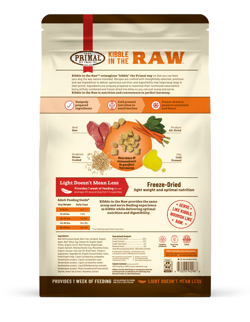 Primal Kibble in the Raw Dog Food Beef Recipe - 1.5lb - The Pet Source