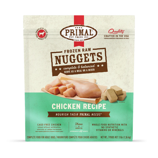 Primal Nuggets Chicken Recipe Raw Frozen Dog Food - 3lb - The Pet Source