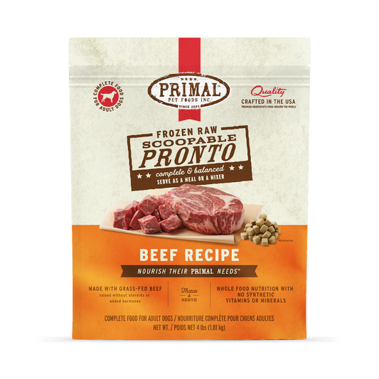 Primal Scoopable Pronto Beef Recipe Raw Frozen Dog Food - 0.75lb - The Pet Source
