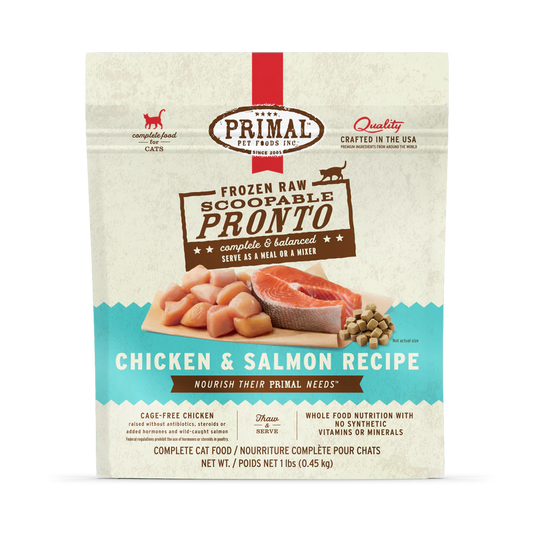 Primal Scoopable Pronto Chicken & Salmon Recipe Raw Frozen Cat Food - 1lb - The Pet Source