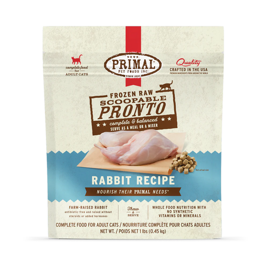 Primal Scoopable Pronto Rabbit Recipe Raw Frozen Cat Food - 1lb - The Pet Source