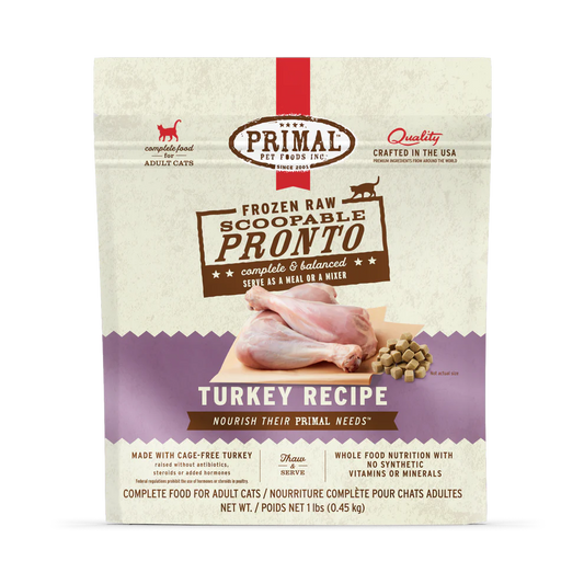 Primal Scoopable Pronto Turkey Recipe Raw Frozen Cat Food - 1lb - The Pet Source