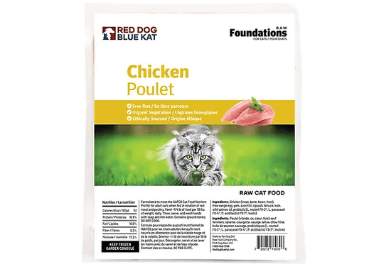Red Dog Blue Kat Chicken Recipe Frozen Raw Cat Food - 4 x 1/4 lb Tray - The Pet Source