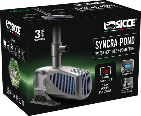 Sicce SyncraPond 1.0 Pump with Fountain & Filter - 251gph - The Pet Source