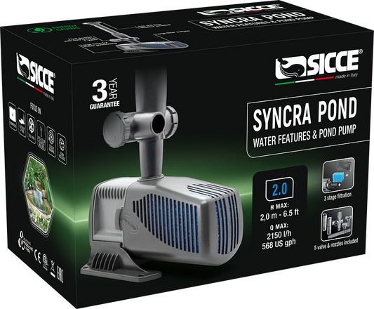 Sicce SyncraPond 2.0 Pump with Fountain & Filter - 568gph - The Pet Source