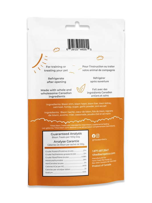Tilted Barn Bison Treats For Dogs - 100g - The Pet Source