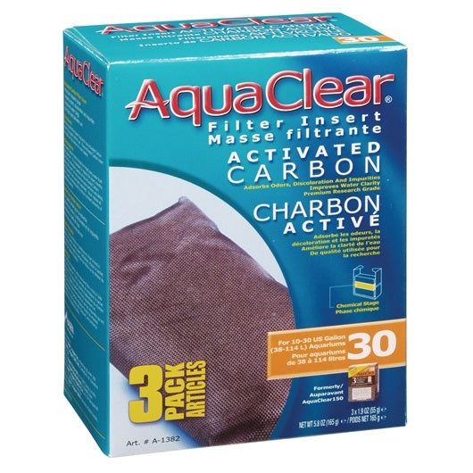 AquaClear 30 Activated Carbon Filter Insert - 3 pack - The Pet Source