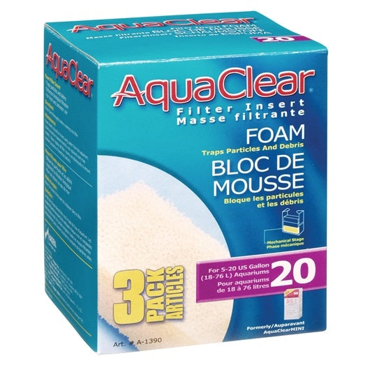 AquaClear 20 Foam Filter Insert - 3 pack - The Pet Source